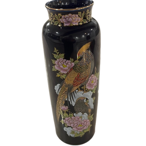 Cobalt Glazed Japanese Vase- Golden Pheasant